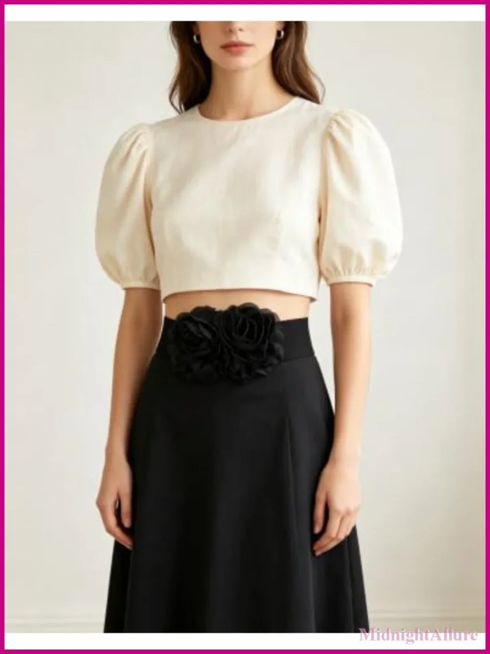 Women's Elastic Waist Belt Floral Decor Stretch Band for Dress Coat S/M